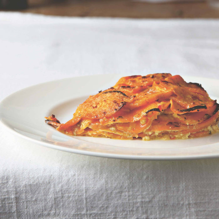 Süßkartoffeln-Erdnuss-Gratin
