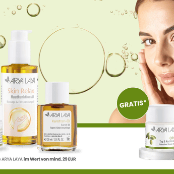 Kaufen Sie auf raformhaus.com vom 15.-28.02. ARYA LAYA Produkte für mind. 29 Euro und erhalten Sie die Reisegröße Olive Tag & Nachtpflege Reisegröße gratis dazu.