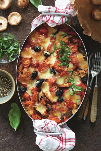 Caprese-Bulgur-Auflauf mit Pilzen
