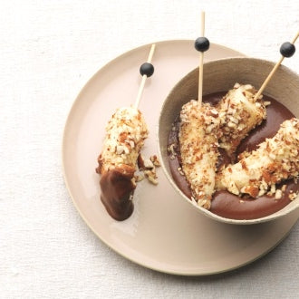 Bananenspieße mit Schokoladensoße