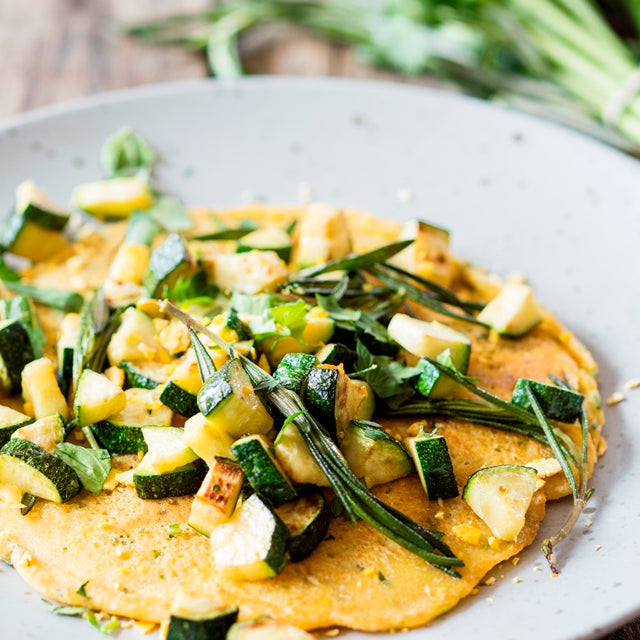 Lupinen-Omelett mit Zucchini und Rosmarin