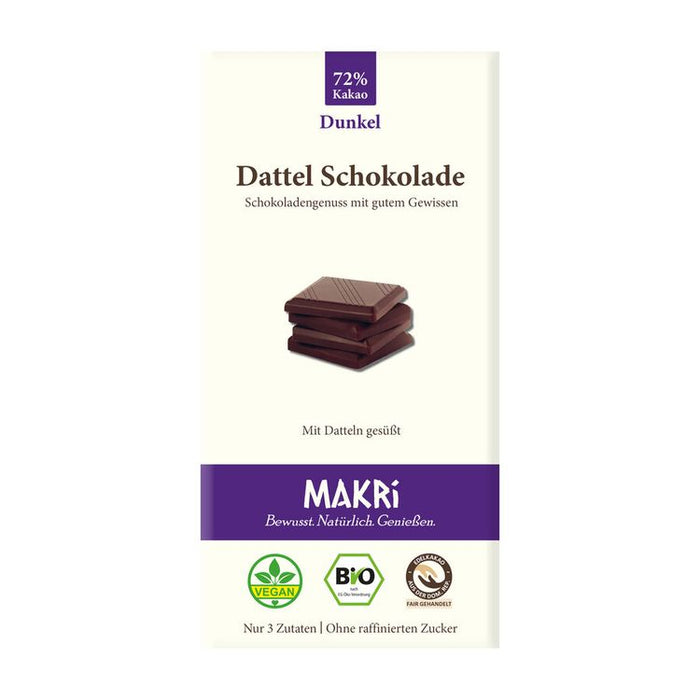 Makri - Bio Dattel Schokolade - Dunkel 72%, 85g