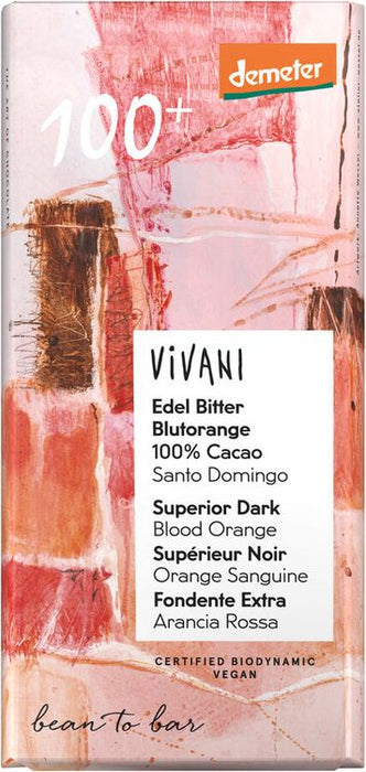 Vivani - Edel Bitter Blutorange 100 % Cacao, 90g