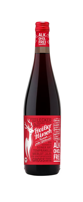 ACHT GRAD PLUS - Heißer Hirsch Glühwein alkoholfrei rot bio, 750ml