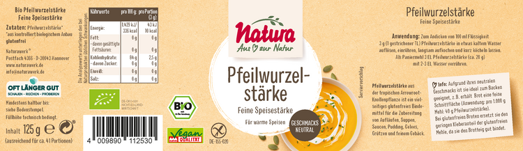Natura - Pfeilwurzelstärke bio 125g